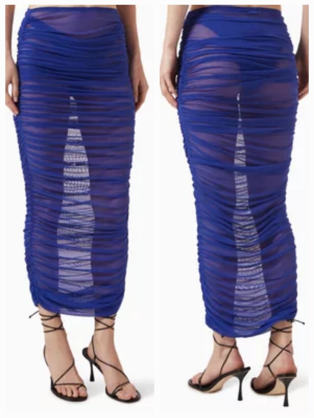Good American Ruched Maxi Skirt Swim Cover-up Capri Blue Size Medium